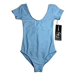 NWT Girl's Wear Moi Coralie Leotard, Sky, Size 6/8